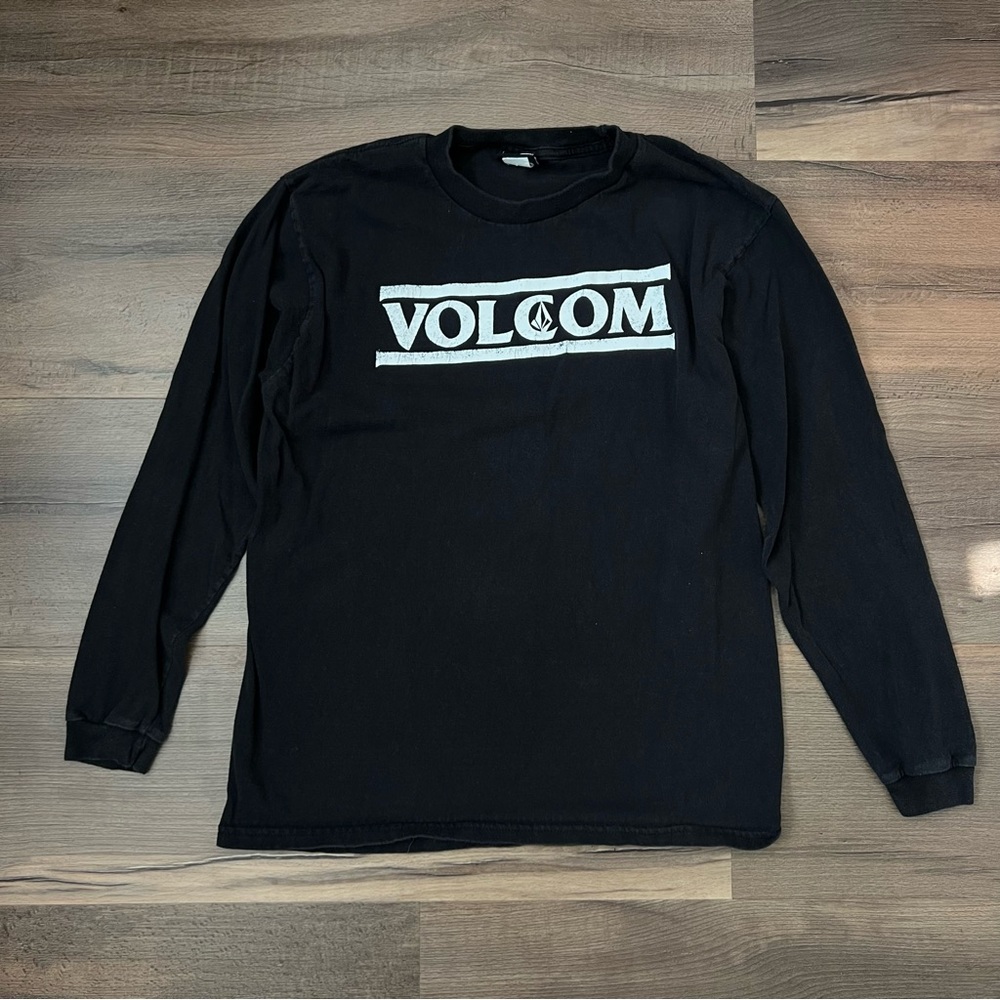Vintage Y2K Youth Volcom Long Sleeve Crewneck Shirt - Black - Size XL